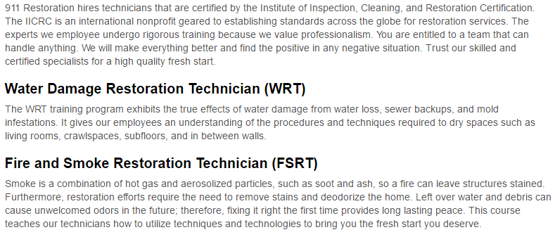 911 Restoration of West Palm Beach Certification Page